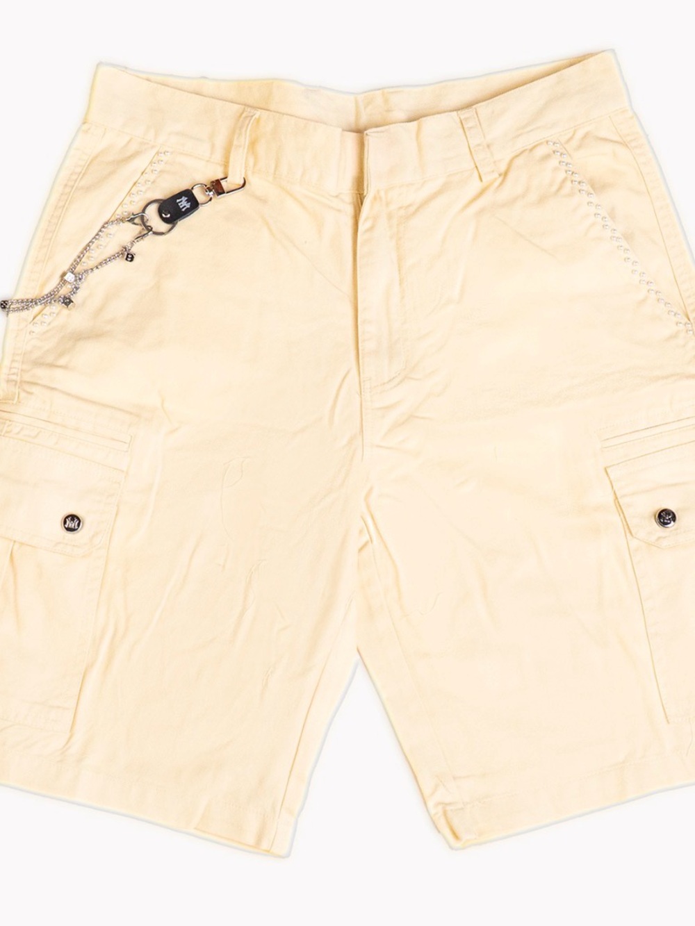 ⛓️🩳⛓️ Watson Studio Pearl Studded Cargo Shorts with Pocket Chain